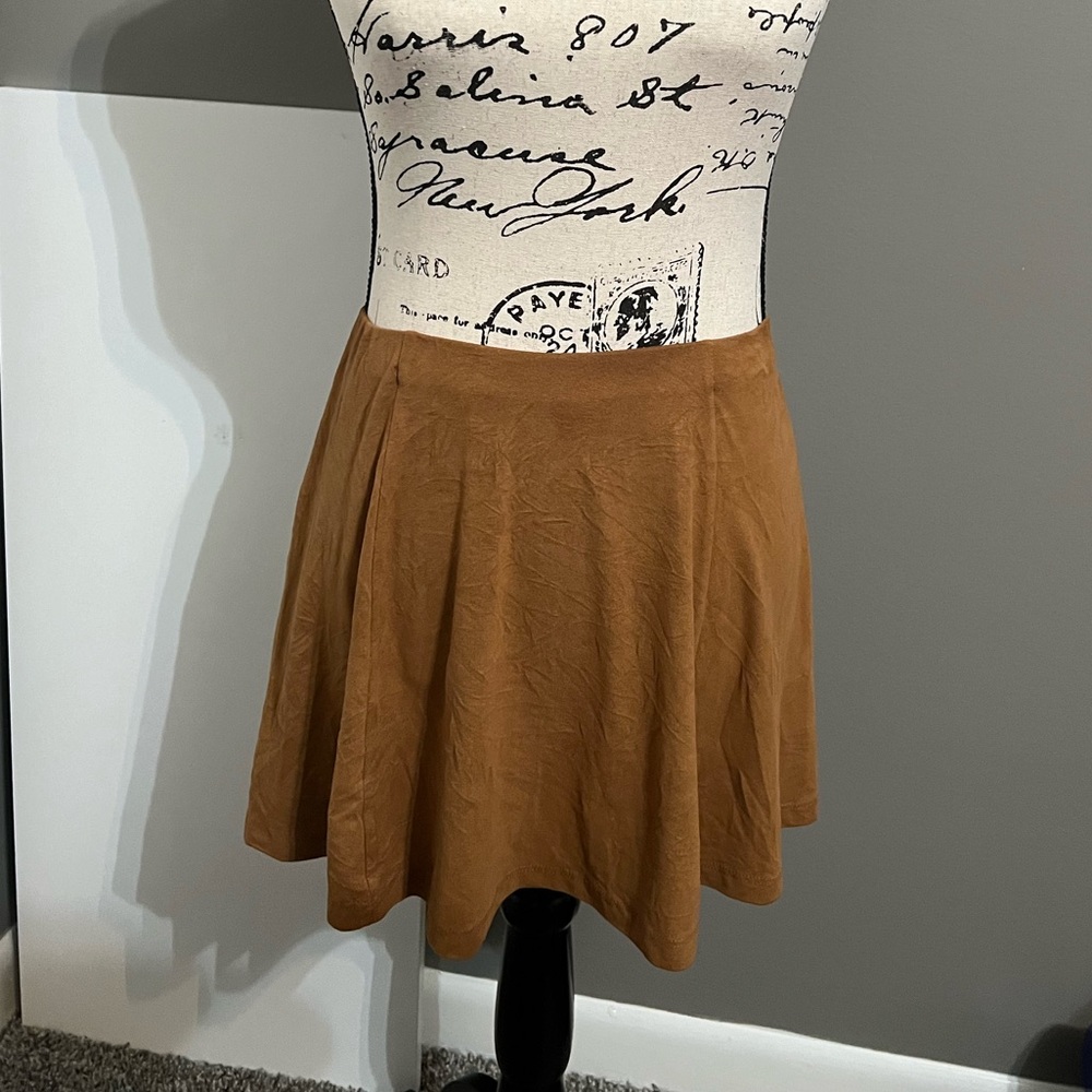 Forever 21 Tan Suede Skater Mini Skirt